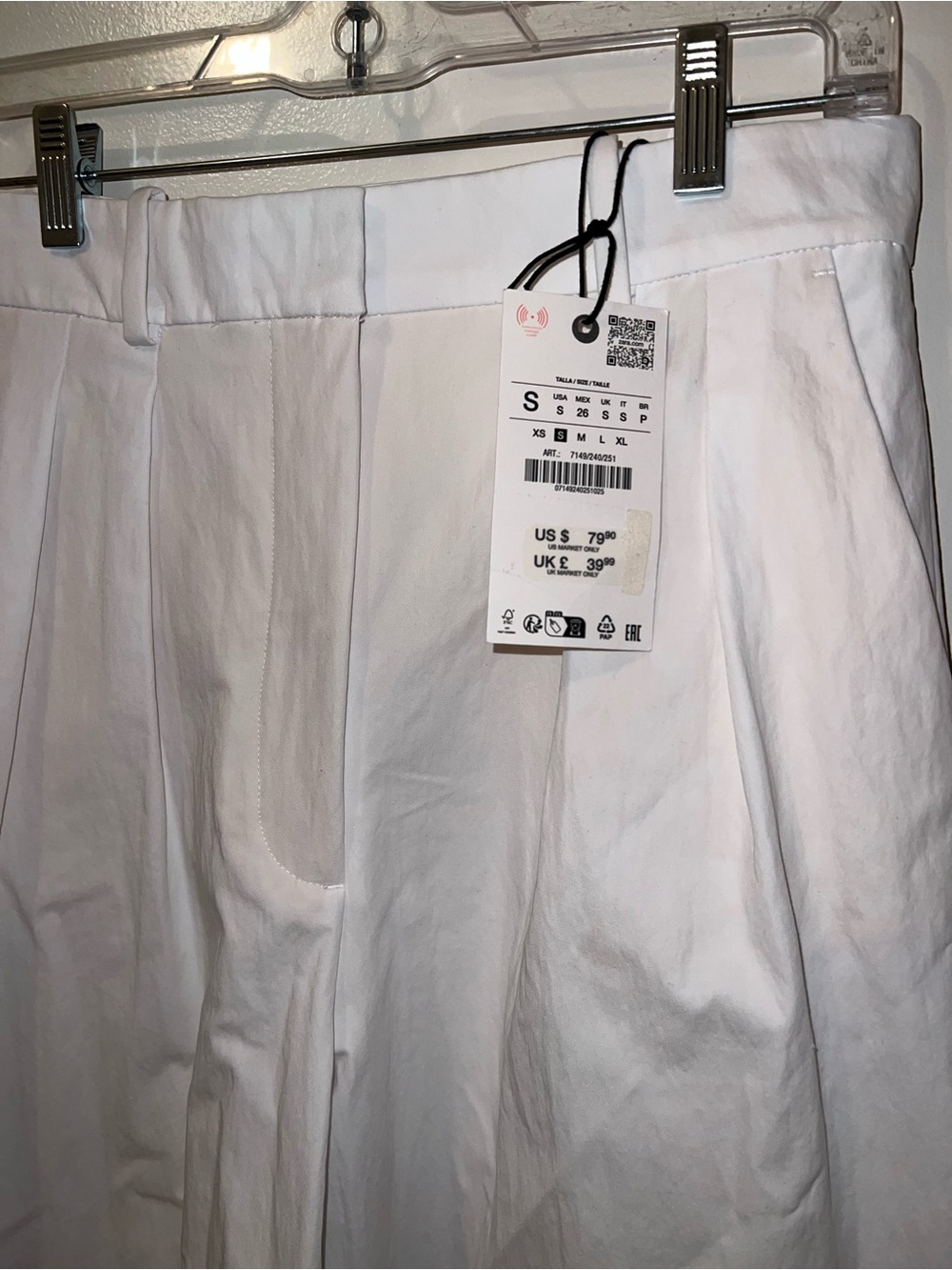 Zara White High-Waist Pleated Pants - Picture 3 of 7